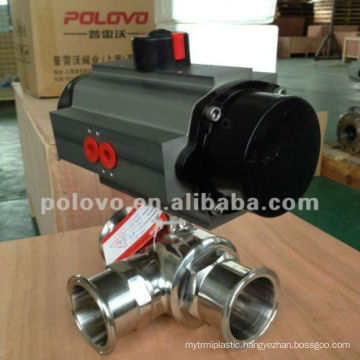 Double acting 3way pneumatic sanitary ball valve